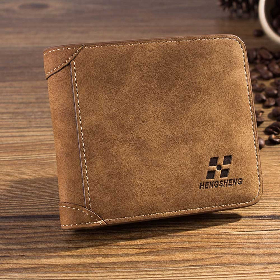 Men's Trifold Suede Design Leather Wallet (Hengsheng Brown)