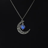 Magic Moon Heart Glowing Pendant Necklace (Blue) Online Shopping Store