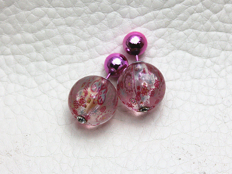 Double Pearls Pattern Rose Earrings Online Shopping Store