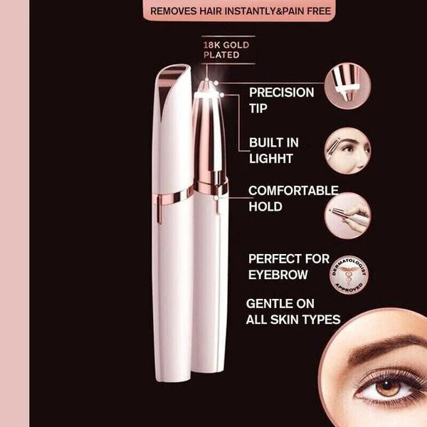 Eyebrow Hair Remover Trimmer, Instant and Painless - White/Rose Gold