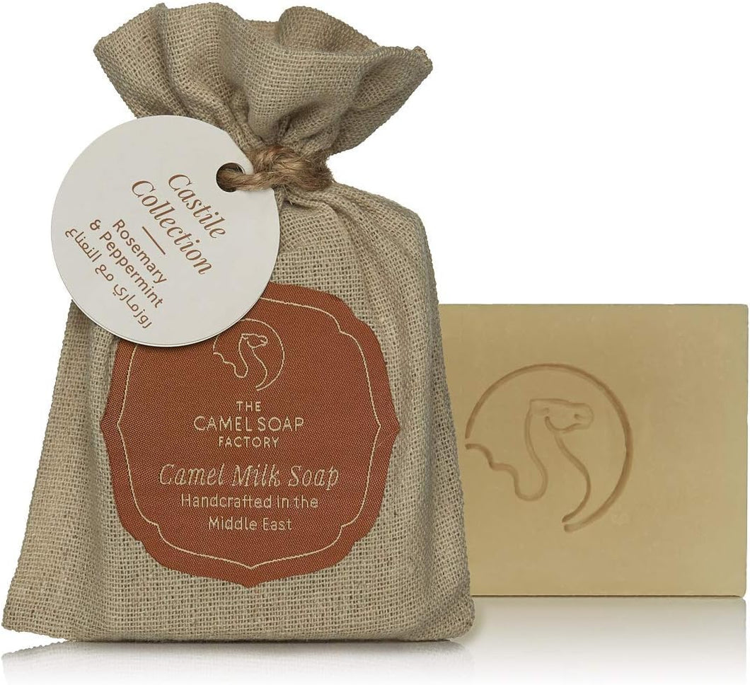Camel Soap Factory Natural Soap – Castile Collection Handmade Soap Bar With Fresh Camel Milk and Essential Oils, 95g, Rosemary & Peppermint