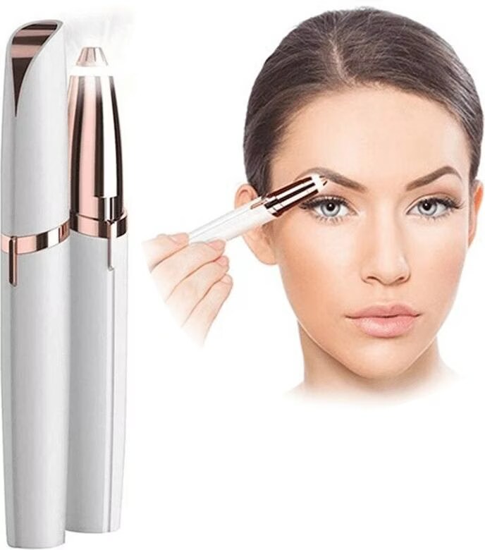 Eyebrow Hair Remover Trimmer, Instant and Painless - White/Rose Gold