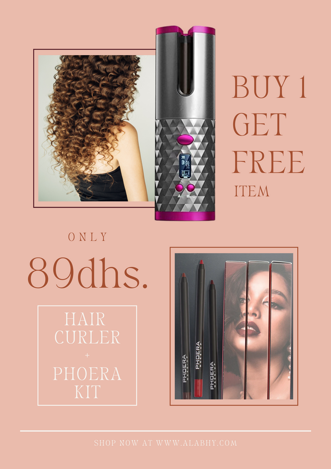 2 in 1 offer - Hair Curler + Lip & Eye Liner Set