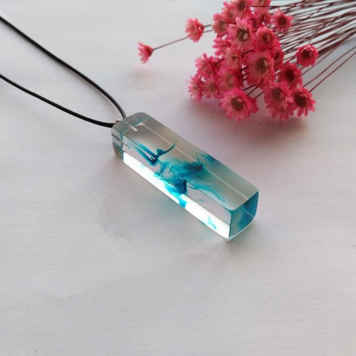 Clear Resin Ink Painted Pendant - Sky Blue Online Shopping Store