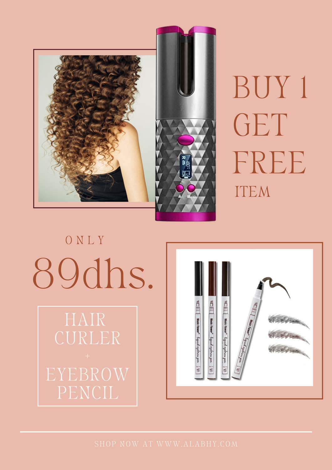2 in 1 offer - Hair Curler + Eyebrow Pencil