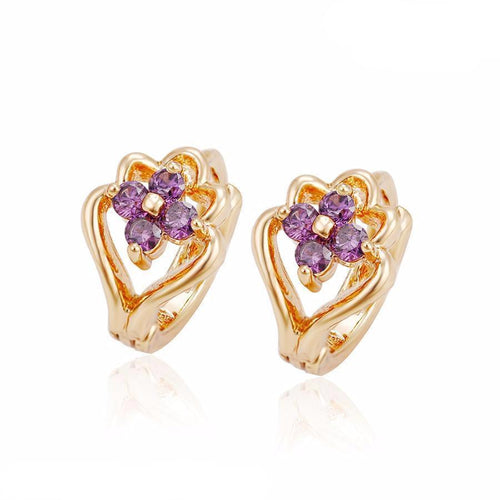 18K Gold Violot Stone Earring Online Shopping Store