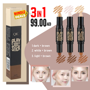 3 in 1 Bundle - DOUBLE HEAD FACE HIGHLIGHTER MAKEUP BRONZER SHIMMER (3 Color ) Online Shopping Store