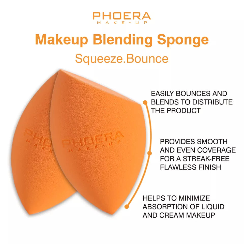 PHOERA Makeup Sponge Latex-free and Vegan Makeup Blender for Liquid Foundation & Powder Application