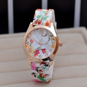 Flower Print Silicone Floral Jelly Dress Watches Online Shopping Store