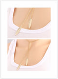 Gold Leaf Feather Tassels Pendant Necklace Online Shopping Store