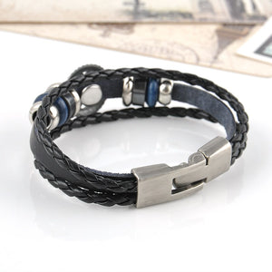 Vintage Infinity Charm Black Leather Bracelets Online Shopping Store