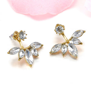 Korean Leave Crystal Stud Earrings Online Shopping Store