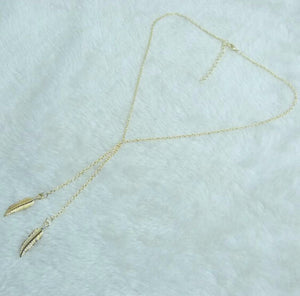 Gold Leaf Feather Tassels Pendant Necklace Online Shopping Store