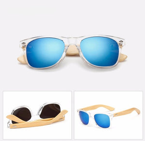 Ralferty Wooden Frame Transparent Blue Sunglasses Online Shopping Store