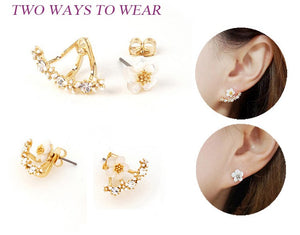 Double Sided  Flower Crystals Stud Earring Online Shopping Store