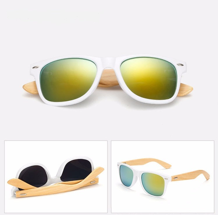 Ralferty Wooden Frame White Gold Mercury Sunglasses Online Shopping Store