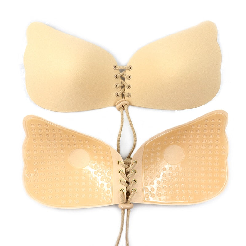 Acexy Invisible Bras Sticky Bra Push Up Strapless Self Adhesive Silicone Bra  Lunge Reusable Magic Bra for Women (D, Beige) price in UAE,  UAE