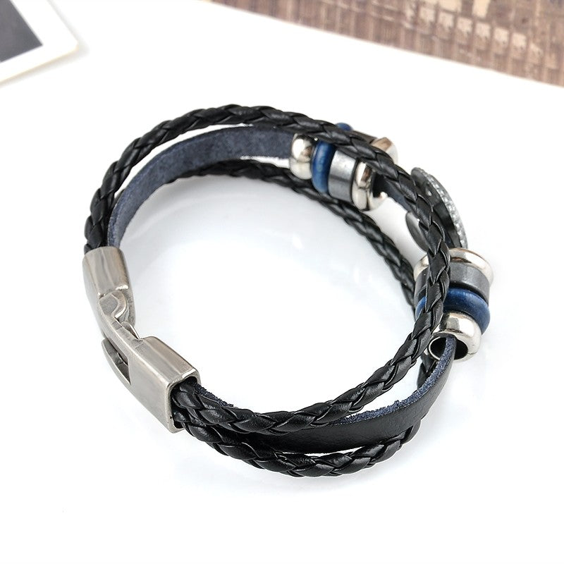 Vintage Infinity Charm Black Leather Bracelets Online Shopping Store
