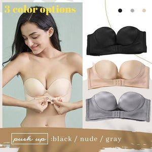 Buy Advanced Strapless Front Buckle Lift Bra, Custom Lift Invisible  Anti-Slip Push Up Bra (Gray, 34A) at