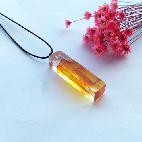 Clear Resin Ink Painted Pendant - Yellow Online Shopping Store