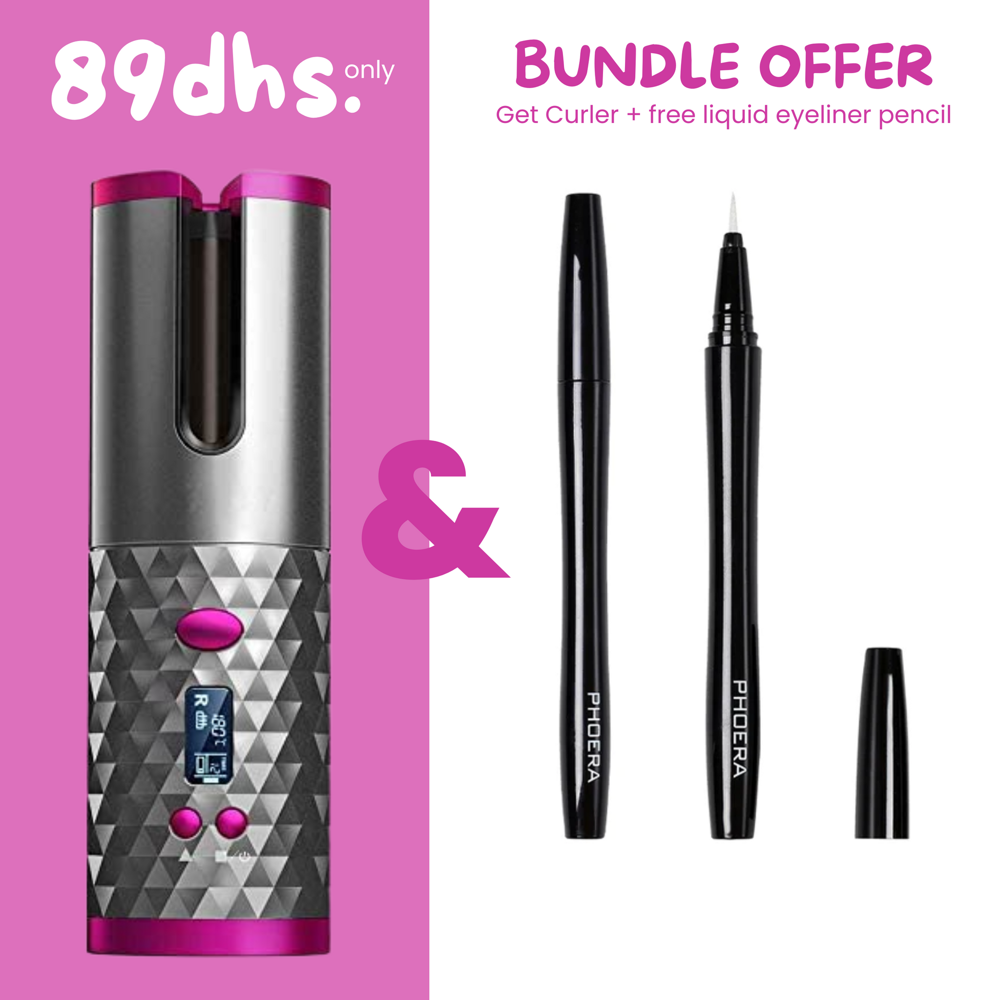 2 in 1 offer Hair Curler Liquid Eyeliner Pencil Alabhy